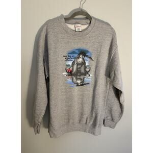 Vintage 90’s Disney Men’s Gray Eeyore Crewneck Sweatshirt Winnie the Pooh Large